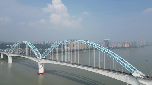 跨江大桥桥梁交通航拍视频