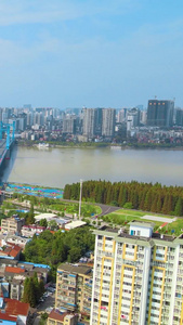 航拍襄阳樊城汉江大桥航拍桥梁视频