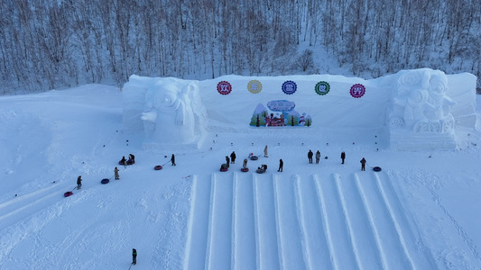 呼伦贝尔冰雪文化休闲游园娱乐欢乐雪世界视频