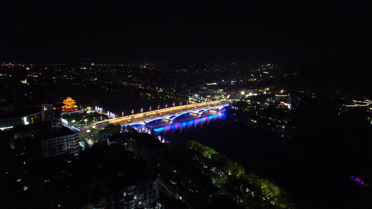 航拍广西桂林夜景桂林旅游视频