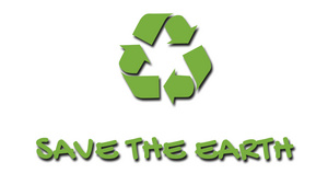 带有绿色口号的动态回收利用标识拯救地球15秒视频