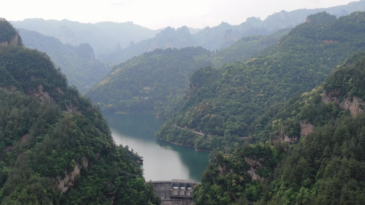 航拍湖南张家界武陵源景区索溪峪水库视频