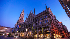 欧洲德国旅游名城慕尼黑旅游景点主教堂夜景延时视频21秒视频