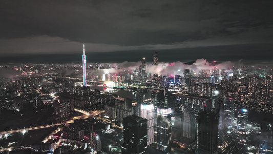 4k广州塔夜景视频