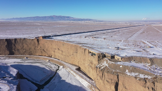 嘉峪关长城第一墩景区雪景视频