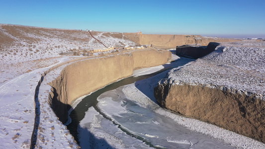 嘉峪关长城第一墩景区雪景视频