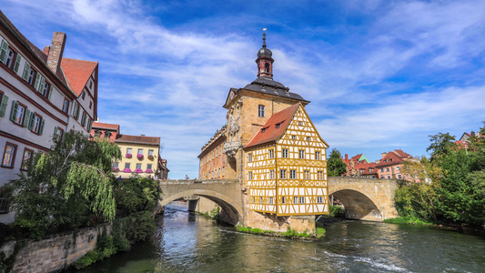 欧洲德国著名旅游城市班贝格历史文化老城建筑延时视频视频
