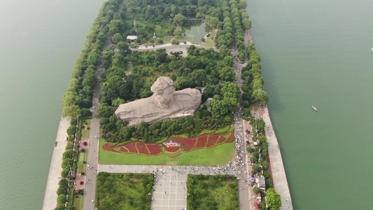 航拍湖南长沙橘子洲景区视频