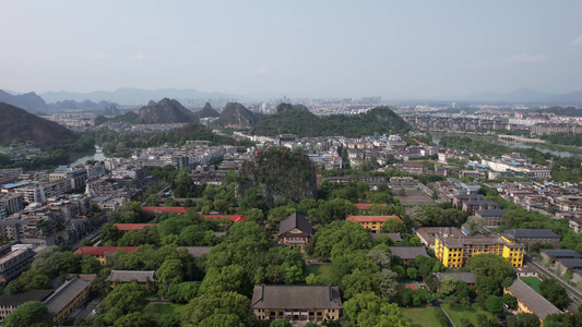 航拍广西桂林独秀峰王府景区视频