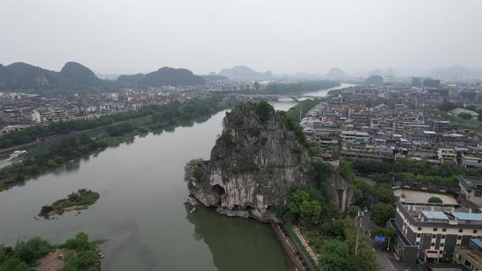 航拍广西桂林伏波山 视频