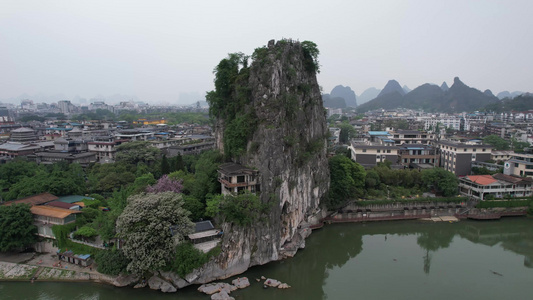 航拍广西桂林伏波山 视频