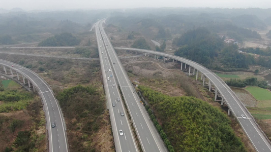 航拍高速路高架桥交通 视频