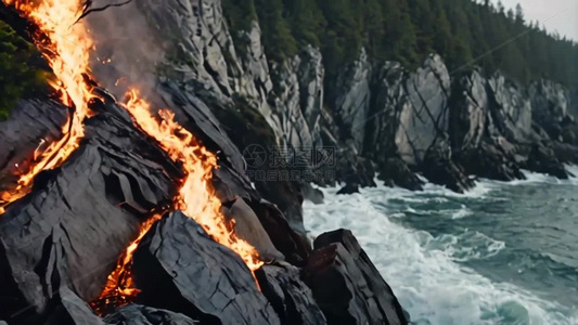 海边山林火灾火焰燃烧背景视频视频