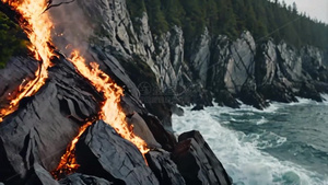 海边山林火灾火焰燃烧背景视频4秒视频