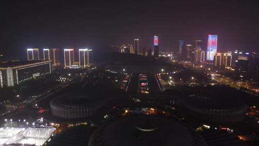 4K航拍山东济南城市夜景视频