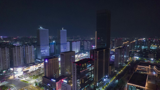 泰州市中心金融中心-夜景延时视频