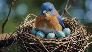 蓝色小鸟孵蛋4秒视频