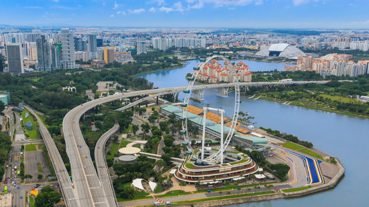美丽的空中视图新加坡城市风景4k延时视频