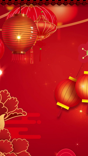 红色动态新年节日春节循环背景视频30秒视频