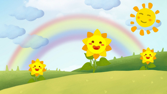 卡通向日葵太阳积极向上动画背景视频