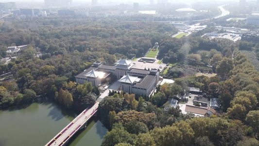 航拍江苏南京烈士纪念馆雨花台景区视频