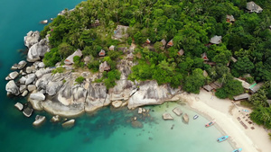 泰国帕岸岛白沙热带异国天堂小海岸的空中无人机俯视图24秒视频