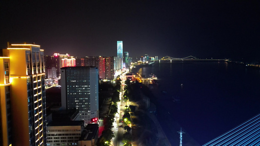 湖北宜昌城市夜景灯光航拍视频