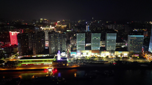 湖北宜昌城市夜景灯光航拍视频