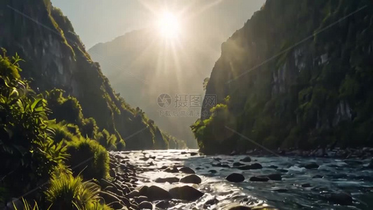 山谷河流风光视频