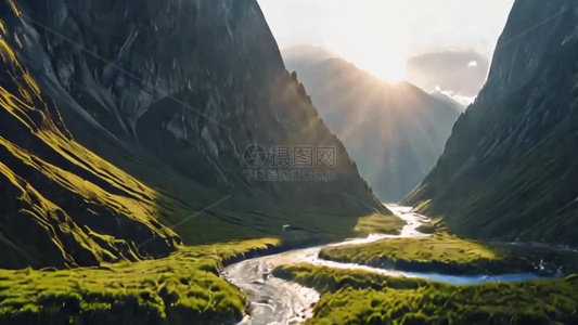 山谷河流自然风光视频