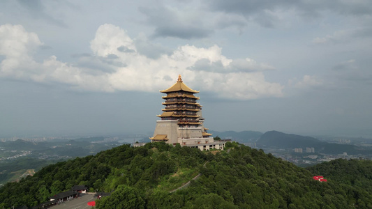 航拍湖北黄石东方山4A景区金顶 视频