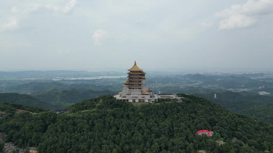 航拍湖北黄石东方山4A景区金顶 视频