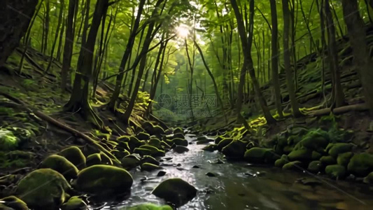 阳光与树林自然风光视频