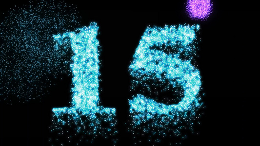 配有蓝色亮光的15个烟花概念动画片段视频