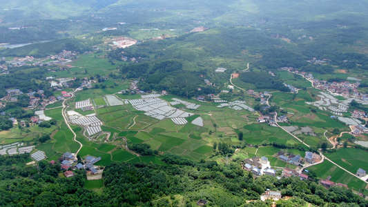 4K航拍山区乡村农田视频