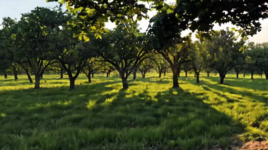 阳光穿过果树视频
