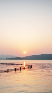 西湖夕阳延时旅游景点视频