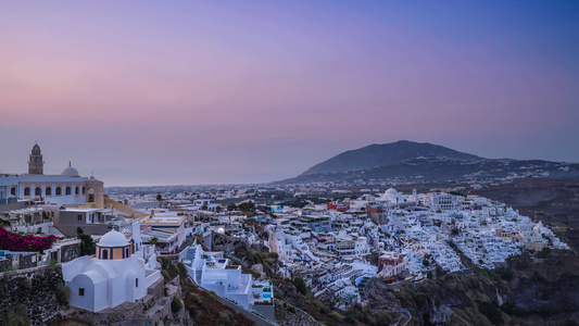 欧洲希腊旅游度假胜地圣托里尼海岛日出延时视频视频
