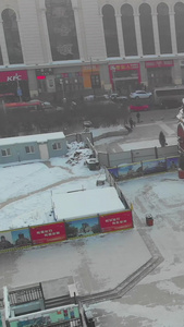 航拍哈尔滨地标下雪的圣索菲亚教堂4A景点视频