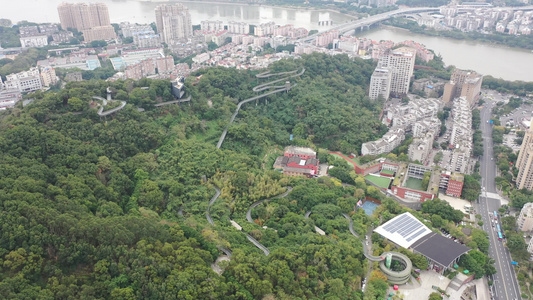 航拍福建福州城市森林步道福道金牛山公园段视频