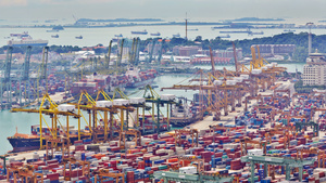 新加坡的码头延时9秒视频