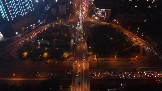 长沙城市夜景交通橘子洲大桥湘江夜景灯光秀航拍视频