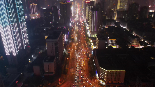 湖南长沙城市夜景交通航拍视频视频