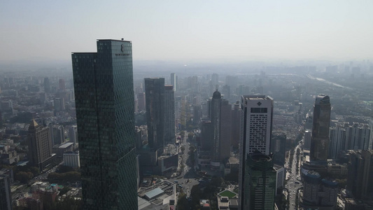 航拍江苏南京城市建设CBD商业建筑视频