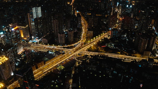 广州城市交通夜景视频