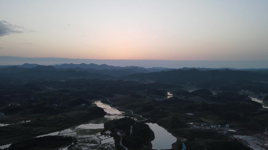 航拍日落夕阳傍晚晚霞视频