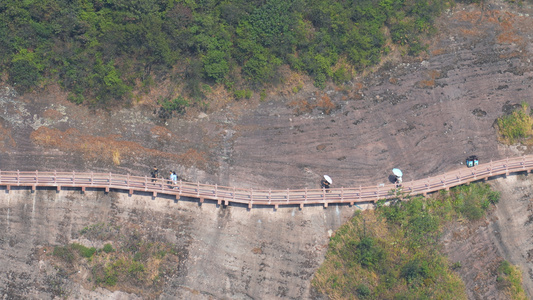 航拍湖南5A级旅游景区崀山登山道路4k素材[两条道路]视频