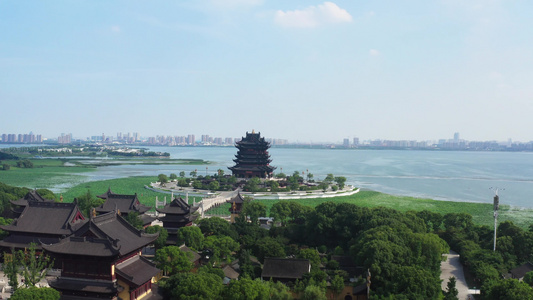 苏州阳澄湖重元寺风光视频