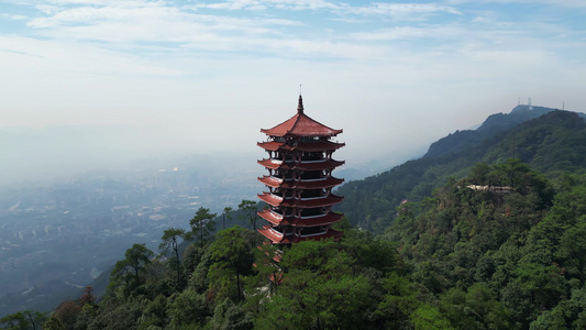 重庆北碚缙云山森林保护区自然风光航拍视频