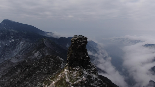 贵州铜仁梵净山5A景区雪景航拍视频